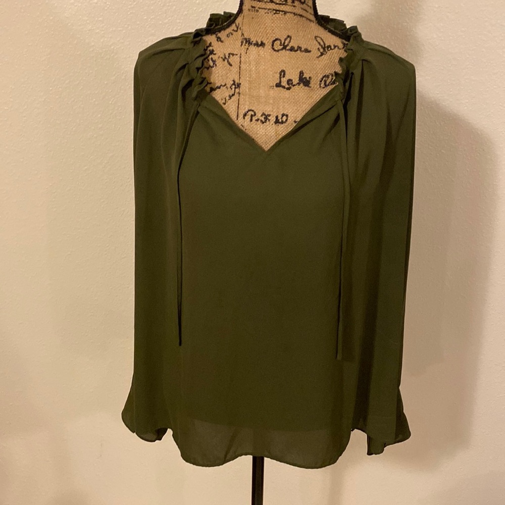 Army green long sleeve blouse